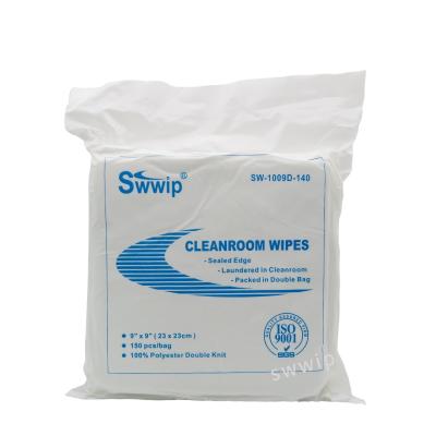 China Soft industrial disposable double knit cleanroom wiper cloth non woven lint free 100% polyester wipes for sale