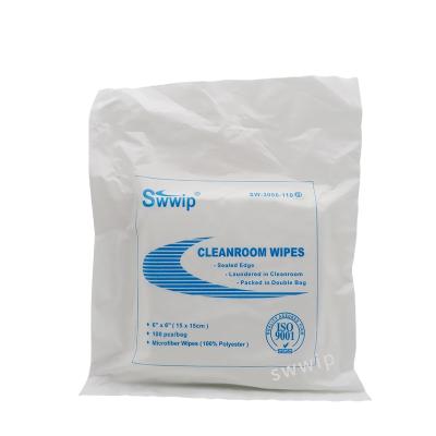 China Soft Industrial Cleaning Screen Laser Sealed Class 1000 Disposable Soft Cleanroom Microfiber Wipes for sale