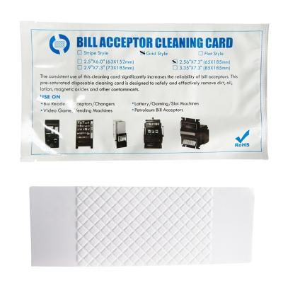 China 100% Diamond Compatible Style Grid Bill Acceptor Disposable PVC Cloth Pre Saturated Assembled Cleaning Card for sale