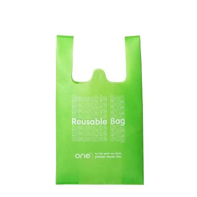 China Recyclable Wholesale Non Woven Polypropylene Supermarket T-shirt Bag Hot Shopping W Cut Non Woven Vest Bag for sale