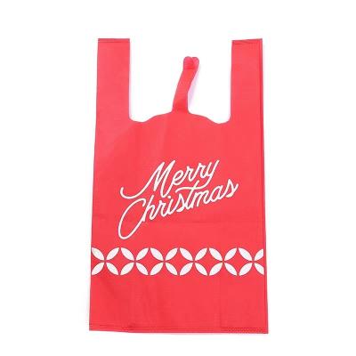 China Handled Cheap Non Woven Promotional Vest Shopping Bags T Shirt Bag For Supermarket for sale