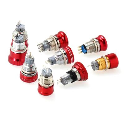 China 16mm19mm 22mm Metal Button Switch Emergency Stop Waterproof Mushroom Equipment Auto-Lock Mushroom Key Switch Metal Main Push Button Switch for sale