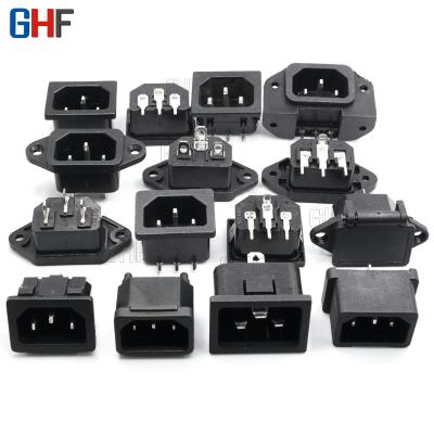 China Commercial IEC320 C14 3p Fused AC Inlet Power Socket Panel Mount With Cover DB-14 Ready To Board 250V 15A Electrical Use Black for sale