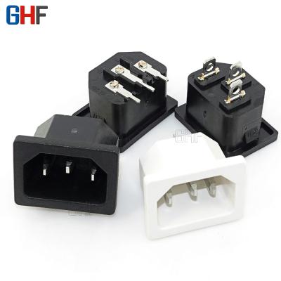 China IEC 320 AC 250V 10A C14 Panel Mount Socket Adapter Power Connector Socket Commercial Power Inlet for sale