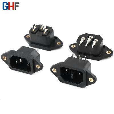 China Commercial IEC 320 AC 250V 10A C14 Panel Mount Socket Adapter Power Connector Socket Black Mount 3 Pins Inlet Power Socket for sale