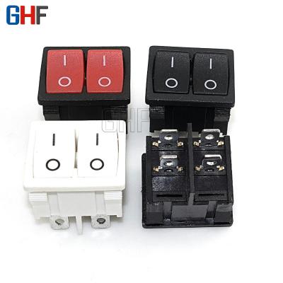 China Double rocker switch double rocker switch KCD1 double rocker switch 21*24 mm double button white white rocker switch white feet KCD1 for sale