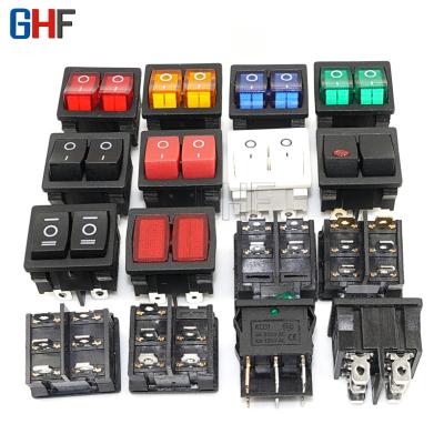 China Boat Type KCD1 KCD1 Double Power Indicator Light Switch 21*24mm Double Rocker Switch Double Button Switch for sale