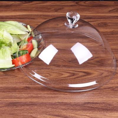 China 12 Inch Cake Bread Clear Dome Stocked Cover With Button Handle Polycarbonate Clear Round Dome Transparent Food Dish Cover for sale