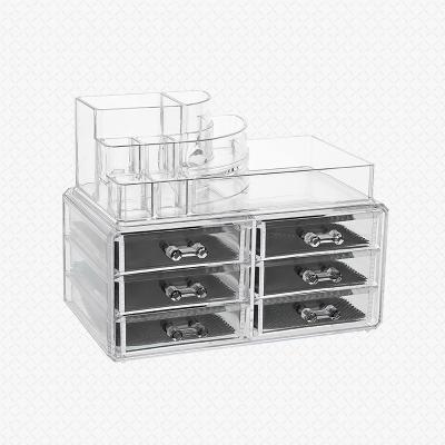 China 2021 Multifunctional Makeup Brush Lipstick Organizer Transparent Clear Makeup Brush Holder Acrylic With Drawers for sale