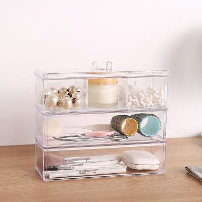 China Stocked Customized Transparent Clear Cosmetic Makeup Display Box Storage Organizer For Dresser for sale