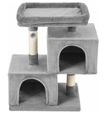 China Combo Cats GOPUPPER Faux Fur Cat Tree, Cat House For Furniture, Luxury Cat Furniture Scratching Post for sale