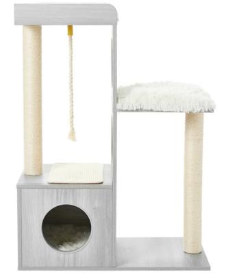 China Combo Cats GOPUPPER Faux Fur Cat Tree, Cat Furniture, Luxury Cat Furniture Scratching Post for sale