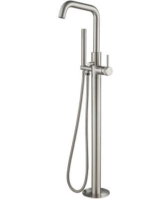 China Floor Mounted Pull Down Bar Faucet Brushed Nickel Premium Finish With Shower Set Wall Mounted Faucets EasyFit Box Lead for sale