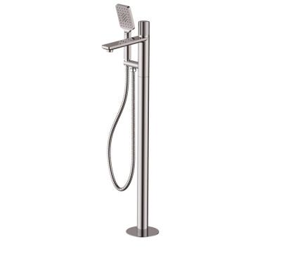 China Freestanding Slide Bar Bath Faucet Floor Stand Concealed Bath Faucet With Shower Set Wall Mounted Faucets Freestanding Bath Shower Mixer for sale