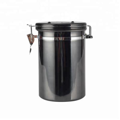 China Morden Stainless Steel Deluxe Airtight Coffee Canister with Built-in Valve and CO2 Scoop and Date Tracking Wheel, Gunmetal Color for sale