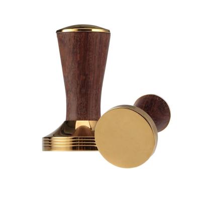 China Viable Modern Professional Base And Wooden HandleCoffee TamperCofee Coffee Espresso Tamper Gold Stainless Steel ProfessionalTamper Store for sale