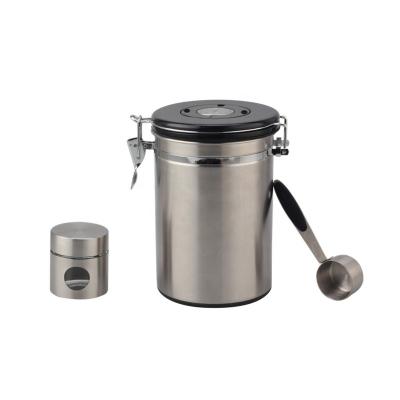 China Freshness Preservation Stainless Steel Coffee Canisters With Scoop Holder And Date Tracker - Airtight Coffee Container for sale