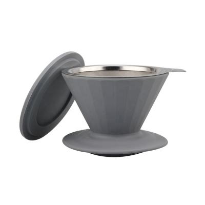 China (Gray) Sustainable Reusable Unbreakable Silicone Pour Over Coffee Maker, Cone Coffee Filters for sale