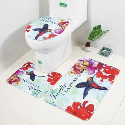 China Stocked All-printed toilet 3 piece bathroom set, suitable for home decoration for sale