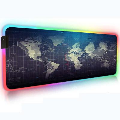 China Large Comfortable Gaming Mouse Pad Lock Edge Mouse Mat Keyboard Pad RGB LED World Map Mouse Pad for sale