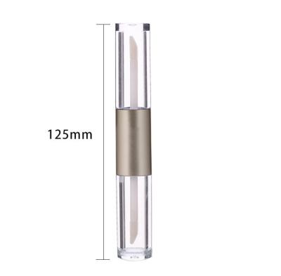 China Cosmetic Empty Lip Gloss Containers Gold Double End Mascara Tube,Two Ends Matte Lip Gloss Tube With Brush for sale