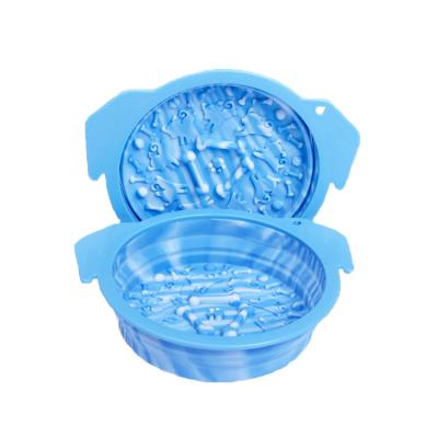 China Travel Sustainable Indoor and Outdoor Are Available Multi Function Collapsible Pet Slow Food Licking Bowl Pet Bowl Silicone for sale