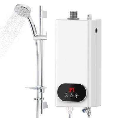 China 3500W 3S Water Instant Heater Tap 306 Degree Rotating Side Inflow Wall Mounted Bathroom Electric Faucet with sprinkler for sale