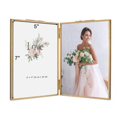 China Nice Modern Nordic Gold Metal Glass Lining Photo Frames Brass Picture Frame With Plaxiglass For Home Decor for sale