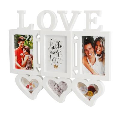 China Simple White Photo Frames Plastic Picture Frame Home Hanging For 6 Photos Wall Hanging Frame Customized Logo Color Box Simple 1 Color for sale