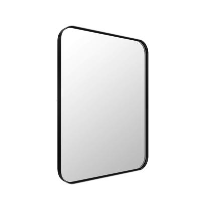 China Beauty Black Wall Mounted Floating Mirror For Bathroom Small Modern Stainless Metal Frame Vanity Mirror for sale