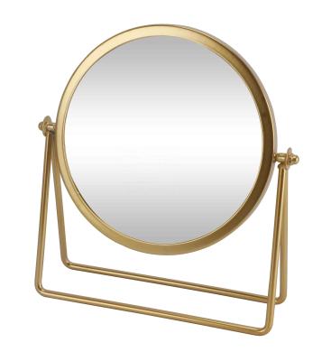 China Single Side Morden Makeup Vanity Mirrors Rotating Metal Cosmetic Mirrors Beauty Round Glass Make Up Mirror With Gold Frame for sale