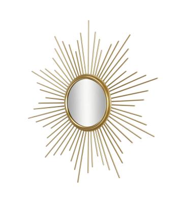 China Country wall mirrors living room decorative gold round mirror for wall decor bedroom circle mirror home decor accessories with iron for sale