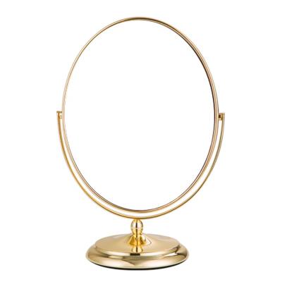 China Country Metal 360 Degreed Rotation Induction Led Cosmetic Mirror Desktop Double Sided Circular Beauty Mirrors Desktop Mirror for sale