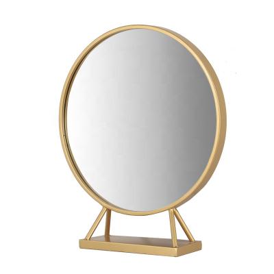 China Personalized Makeup Mirror Vintage Single Sided Metal Cosmetic Mirror Round Handmade Art Docor Beauty Mirror For Dresser for sale