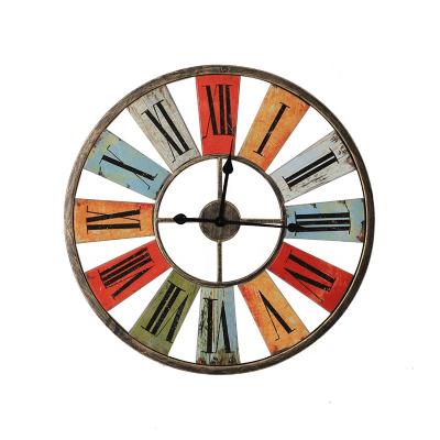 China Creative American Style Color Around Clock Modern Rustic Roman Numeral Hands Vintage Industrial Centurion Living Room Modern Home Decor for sale