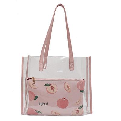 China Fashion 2 in 1 Summer Waterproof Ladies Jelly Purses Women Transparent Tote Bags Clear PVC Beach Bag and Bags for sale