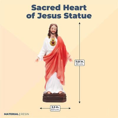 China Africa Gift Jesus Christ Lord Catholic Religious of the Sacred Heart 12 inch Handmade Resin Colored Statue for sale