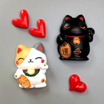 China Europe Resin Souvenir Maneki Neko Lucky Cat Figurine Refrigerator Magnets Tourists Gift for sale