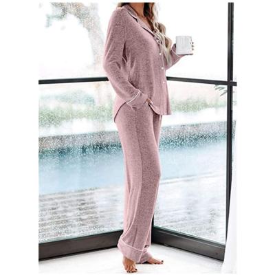 China New I989 Dropshipping High Quality QUICK DRY Fashion Woman Ladies 2 Pieces Set Women Sleepwear Pajamas for sale