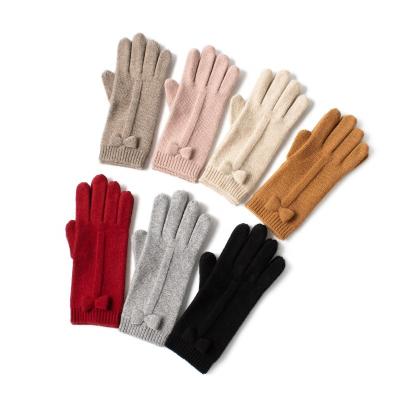 China Softly 2021 popular ladies and girls hot picks good quality cashmere knitted gloves with fancy knots for sale