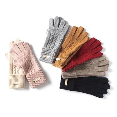 China New fashion best softly 2021 select true natrual cable deep cuffed 100% cashmere gloves caashmere for sale