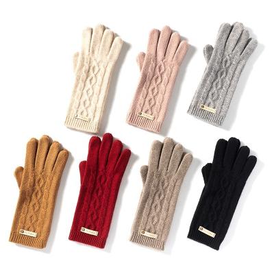 China Soft newcomer wholesales luxury cashmere cable knit gloves winter gloves women cashmere glove for sale