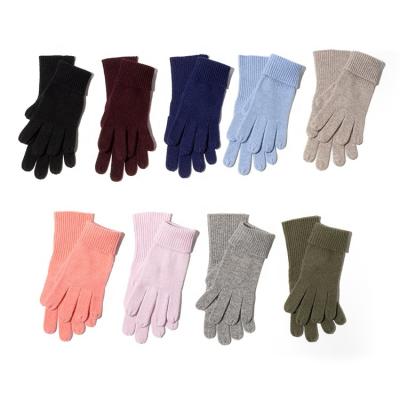 China Custom Colors Soft High Quality 100% Cashmere Knit Flower Gloves One Size Fits All for sale