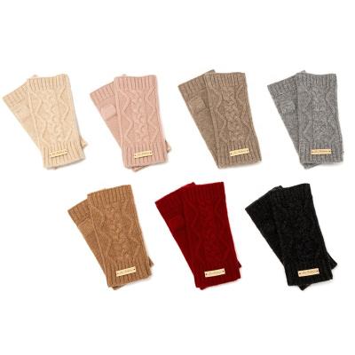 China Factory hot sale 2021 soft women soft and fingerless cable knitted pure cashmere gloves mittens for sale