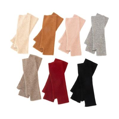 China Fingerless Cashmere Soft Classic Top Quality Fashion Style Small Ribbed Cashmere Gloves for sale