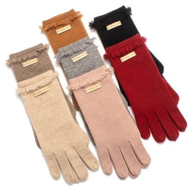 China Gently 2021 wholesale winter autumn cashmere warm comfortable workmanship gloves with fancy self-fringes for sale