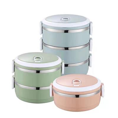 China School Canteen of Freshness Preservation Hot Sale Cheap Round Stainless Steel Multi-layer Bento Box Food Storage Box Company take away for sale