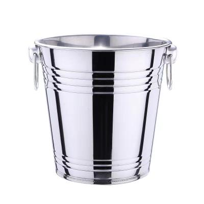 China Hot Selling Cheap Viable Ring With Handle Stainless Steel Double Champagne Bucket Restaurant Bar Outdoor Ice Bucket for sale