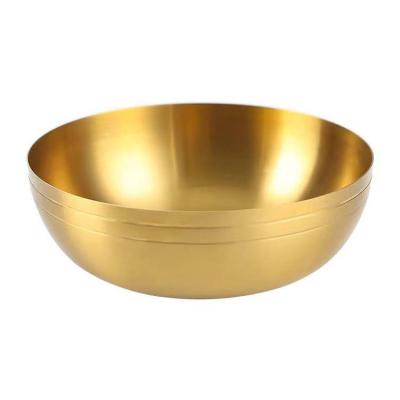 China Viable Korean Style Soup Bowl 304 Stainless Steel Single Wall Gold Plated Salad Dressing Bowl for sale