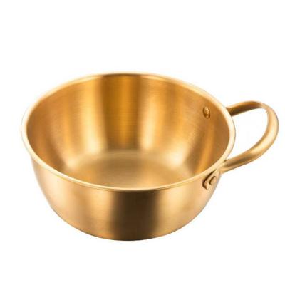 China Bibimbap Sustainable Golden Bowl Stainless Steel Mixing Bowl Set Restaurant Serving Bowl for sale